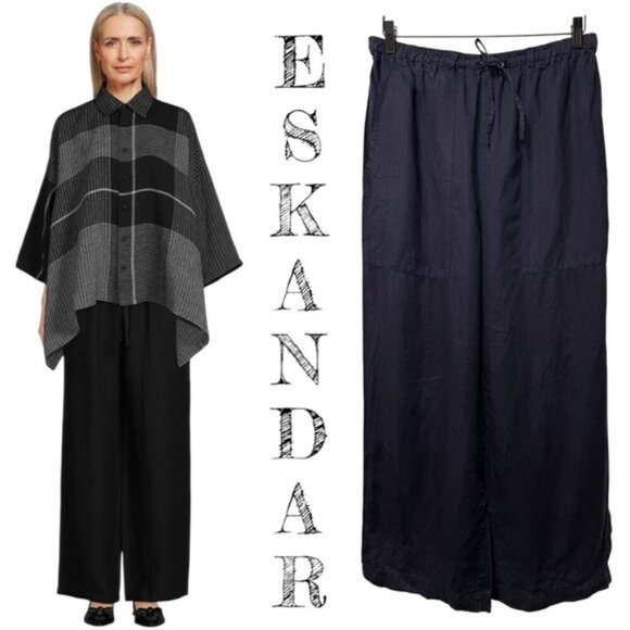 ESKANDAR Wide-Leg Linen Trousers size 0 - Picture 1 of 9